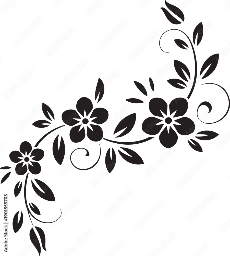 Fototapeta premium Floral design element with leaves and flowers