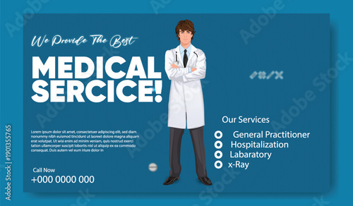 Digital Health Care Marketing Banner Template. Hospital & Clinic Advertising Design Concept. Clean Medical Service Promotional Poster. Healthcare Website Hero Banner Design.	
