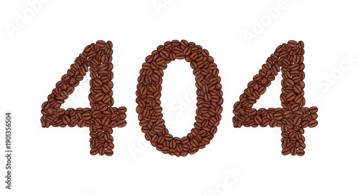 Coffee beans forming the number four zero four error code symbol transparent background