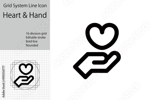 Heart and hand symbol for charity and Valentine's Day designs