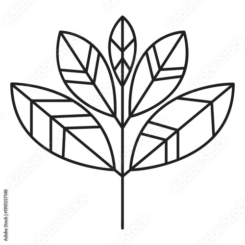 Leaf geometric elliptical thick stroke