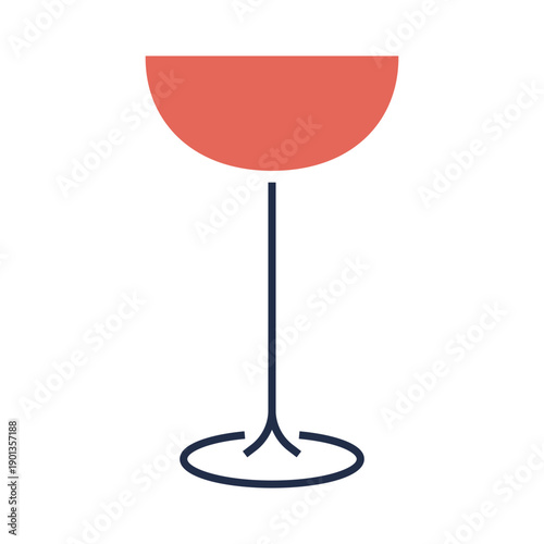 Simple line red wine glass illustration
