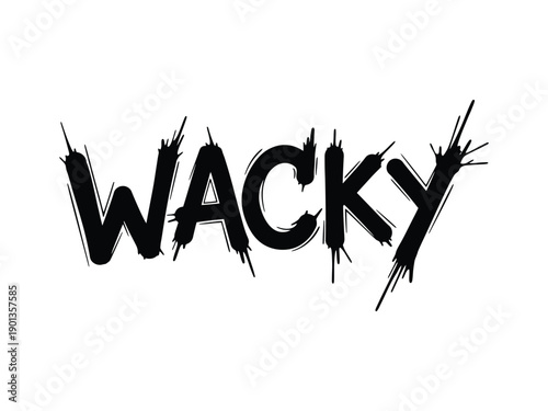 Bold, graffiti-style text graphic spelling 'WACKY' with dripping paint and sharp edges for a fun, energetic look.