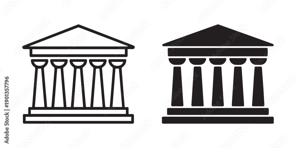 Fototapeta premium Classical Building with Columns Icon Set