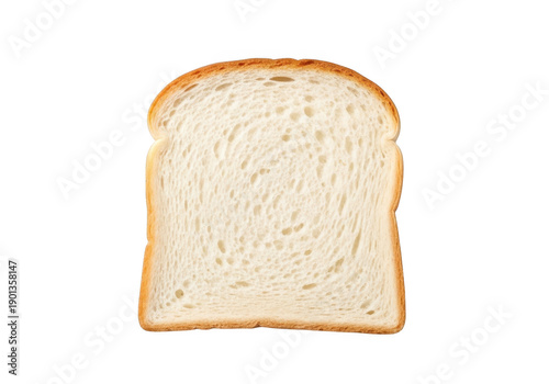 Single slice of white bread isolated on transparent background