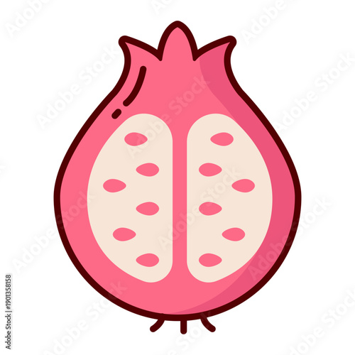 Pomegranate opened flat illustration icon