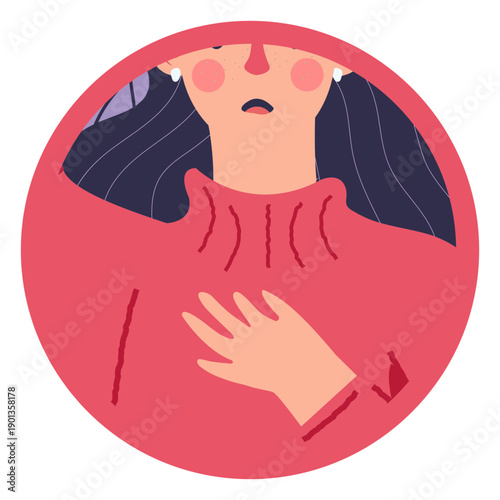 Covid 19 symptom girl character