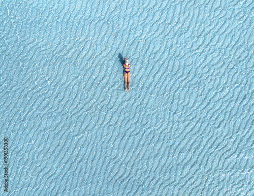 Aerial view of sporty woman...