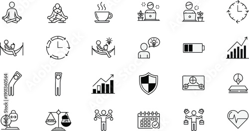 Work-Life Balance and Productivity Icons