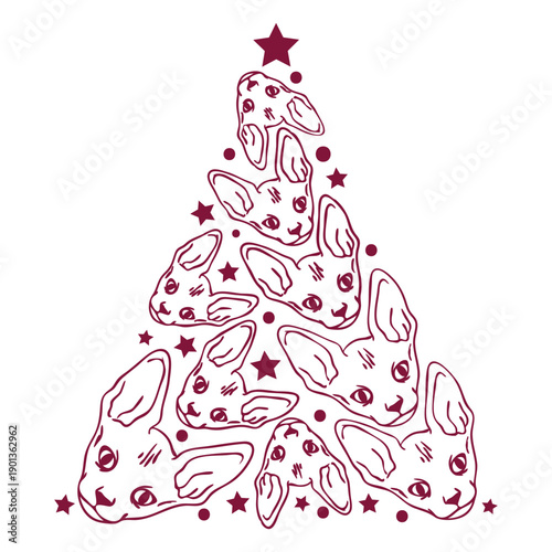 Sphynx cats christmas tree