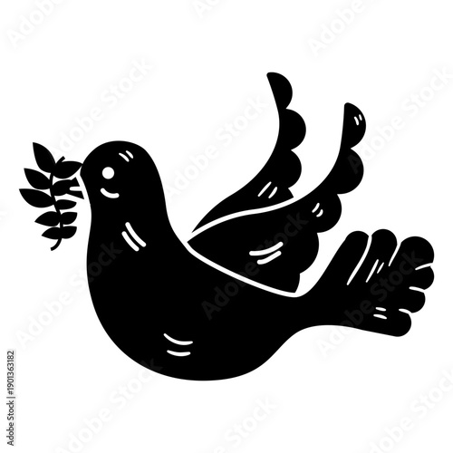 Dove pacifist symbol flat
