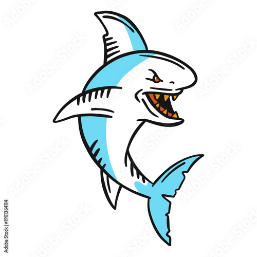 Angry shark vintage tattoo
