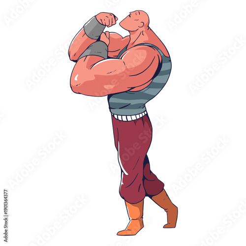 Muscular guy circus colorful