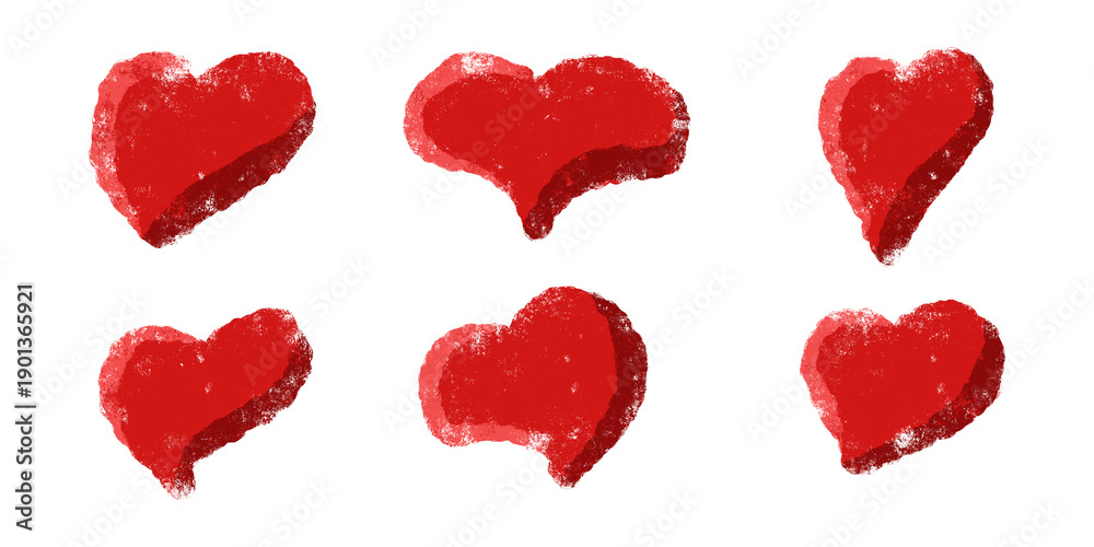 Fototapeta premium 3D Glossy Red Heart Set with Vibrant Shaded Texture on White