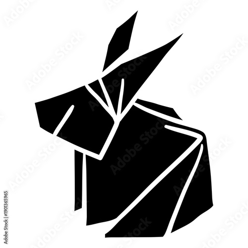 Origami rabbit black