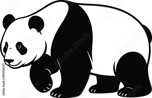 Giant panda bear silhouette illustration isolated on white background representing wildlife conservation endangered animal nature symbol minimal black vector design