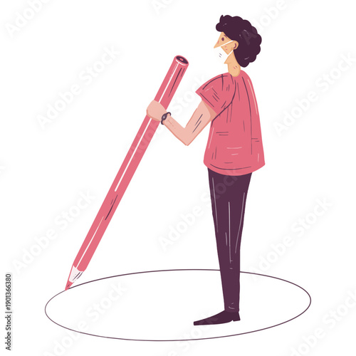 Covid19 boy social distance character