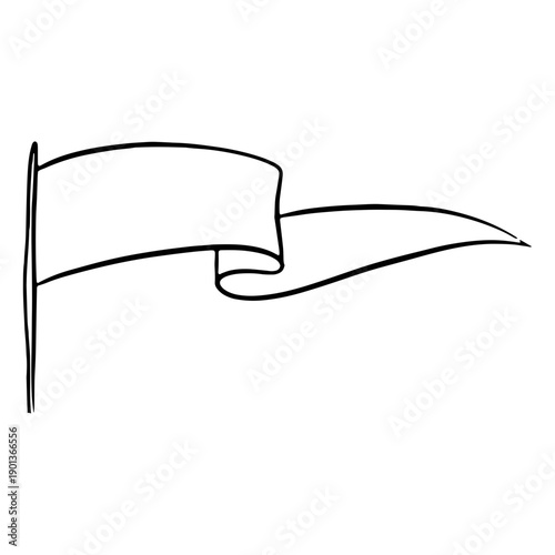 Waving white pennant hand drawn