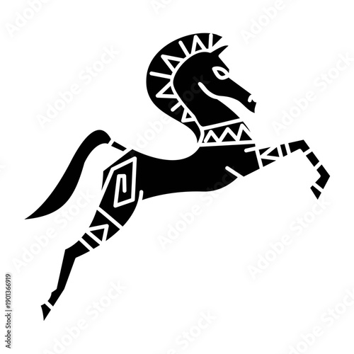 Horse jumping stylish black