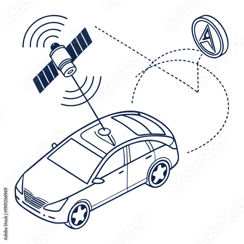 Fotografie Smart insurance telematics technology for vehicles, enabling usage-based insurance and driver behavior analysis