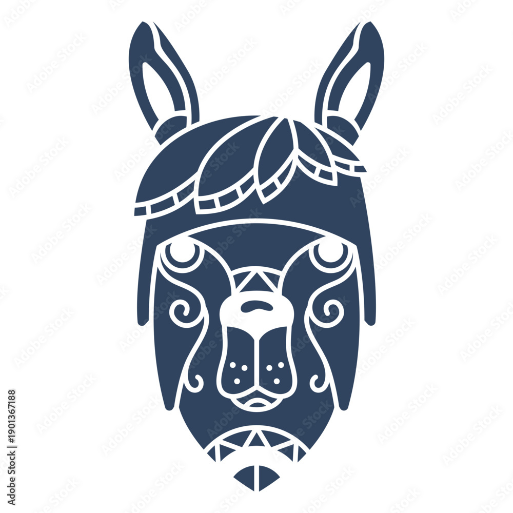 Fototapeta premium Mandala llama head blue