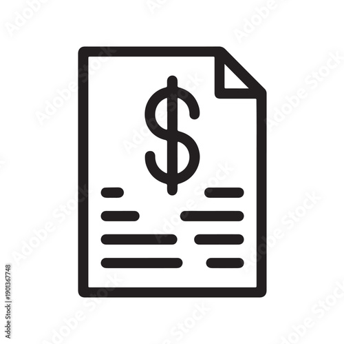Invoice Document with Dollar Sign Icon Vector