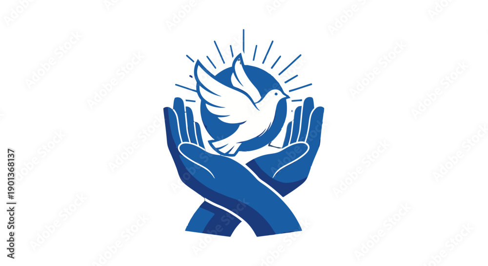 Obraz premium Symbolic Representation of Peace and Protection with Dove and Hands.