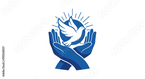Symbolic Representation of Peace and Protection with Dove and Hands.