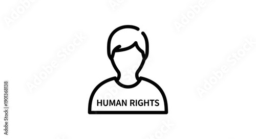 Simple line art icon representing human rights advocacy and social justice.