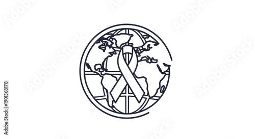 Awareness ribbon symbolizing global health and unity.