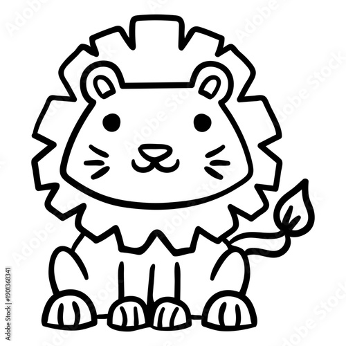 Cute lion animal stroke