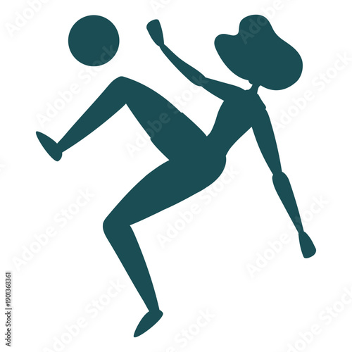Woman player scissor kick silhouette