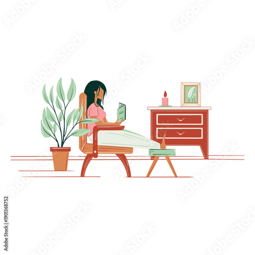 Woman relaxing hand drawn