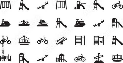 Set of playground icons isolated on transparent background