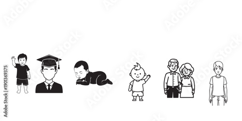 Diverse group of people in various professions and poses