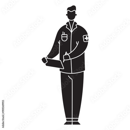 Male first responder medic flat silhouette