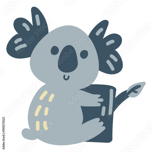 Cute happy koala flat koala