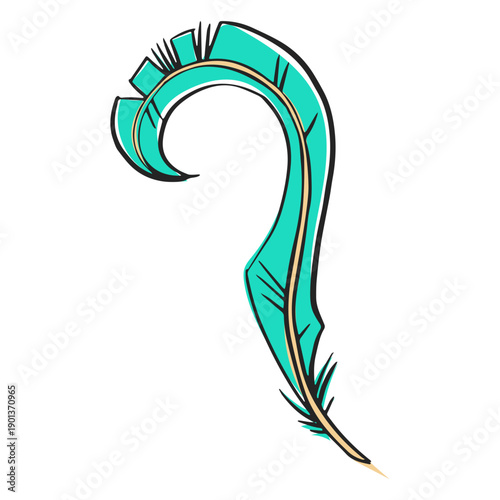 Blue curly tip feather