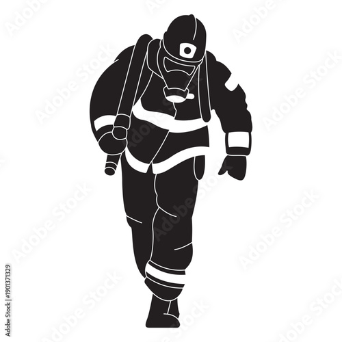 Fireman mask flat silhouette
