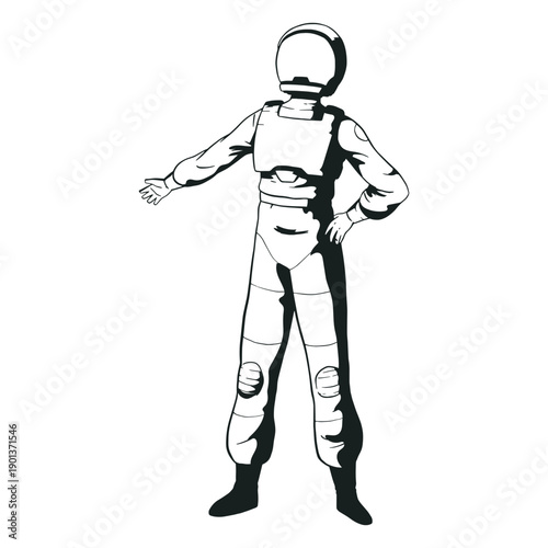 Drawn cool pose astronaut