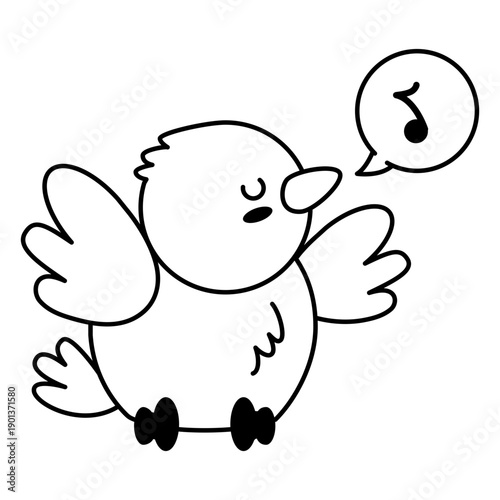 Cute happy bird singing stroke