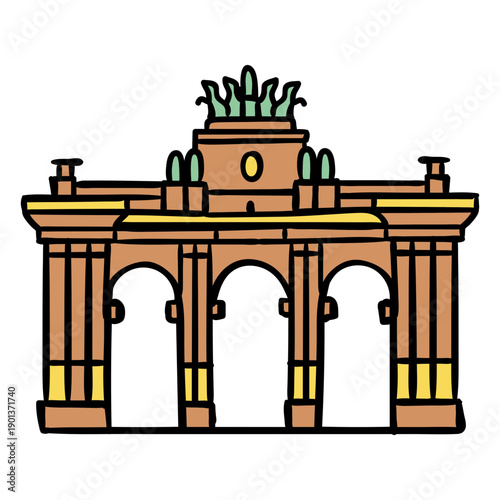 Arcades du cinquantenaire hand drawn