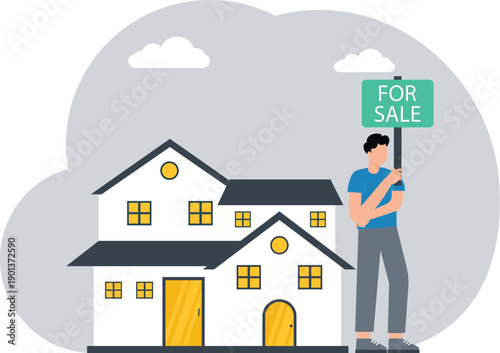 Property For Sale,House price rising, value increase graph for real estate, housing or property investment

