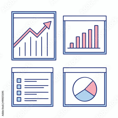 Financial Data Visualization:  A graphic arrangement showcases key financial indicators, emphasizing growth trends, and data analysis through insightful charts and graphs.