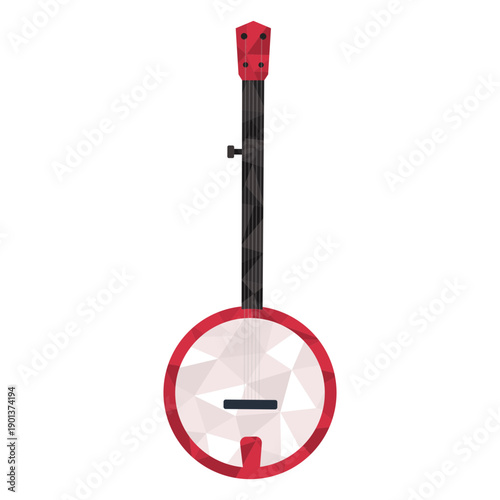 Low poly long guitar round body