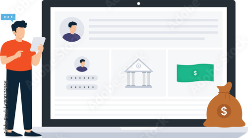 Man inputting data online payment digital transaction credit card password entry user verification web interface secure login account access personal information