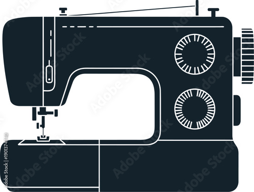 Home sewing machine icon silhouette. 