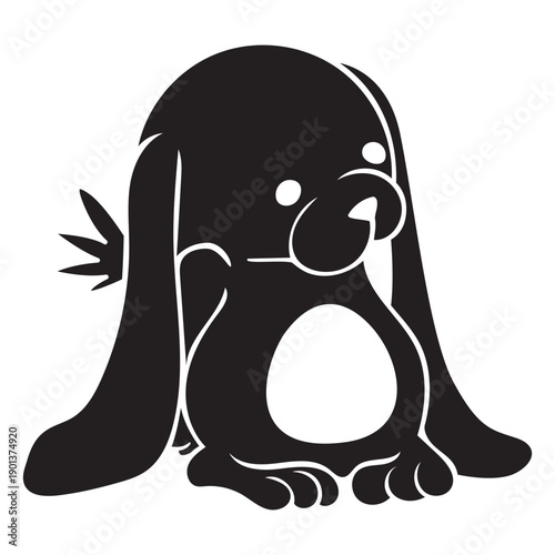 Cute bunny hiding carrot black