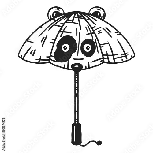 Panda umbrella hand drawn