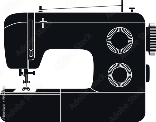 Home sewing machine icon silhouette. 